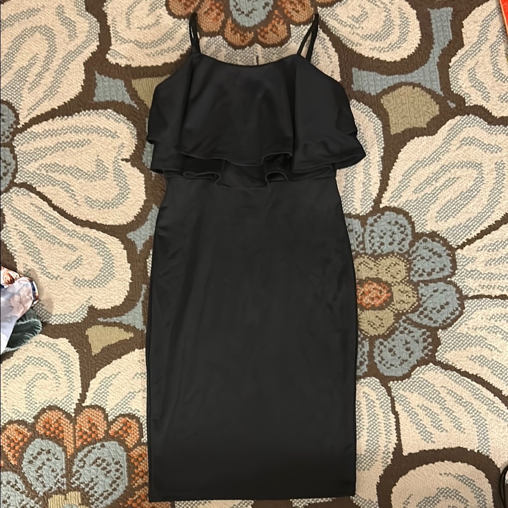 Classic Black Ruffle Midi Dress